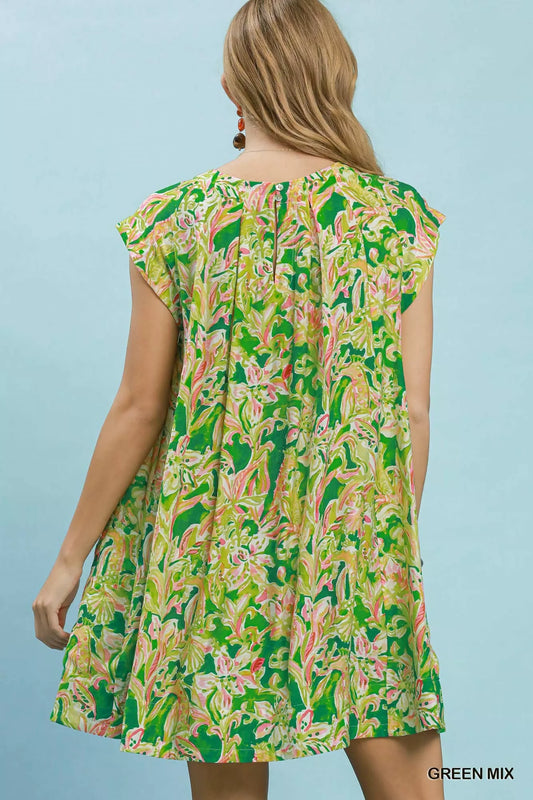 Tropical Floral Flutter Sleeve Swing Dress 521f1524-59b2-4b66-a901-d5bd1d006ac8-Max-Origin