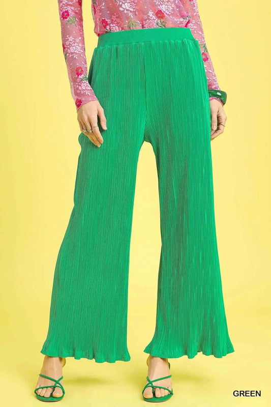 Wide Leg Textured Pants Green 522b7cc5-0663-4b1d-b66b-8a49917039de-Max-Origin