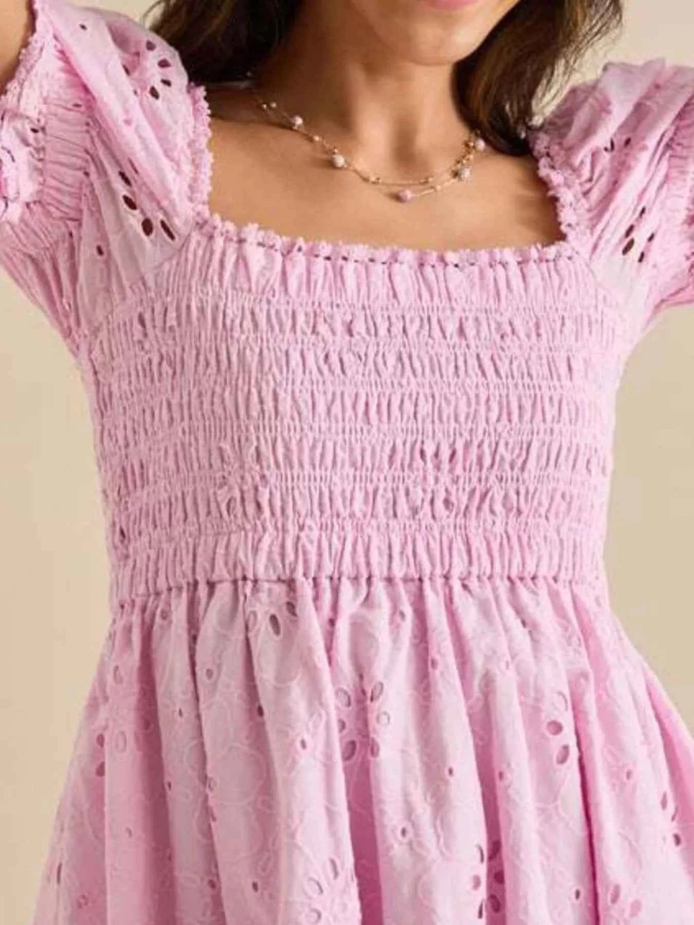 Eyelet Puff Sleeve Smocked Mini Dress 522d3cb3-e0ab-4e43-a882-787f2ac9d968-Max-Origin