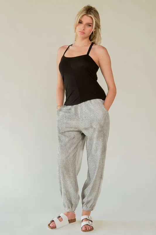 Rhinestone Elastic Waist Joggers 52388027-7f06-477d-beb7-91c121338563-Max