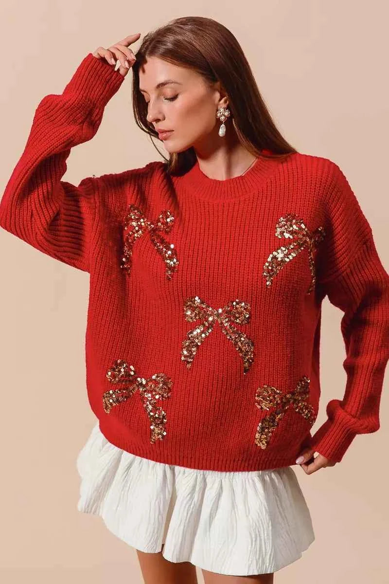 SO ME All Over Ribbon Sequins Christmas Holiday Sweater 5238b2b9bd354cbf9e96c0405f5ffb73-Max-Origin