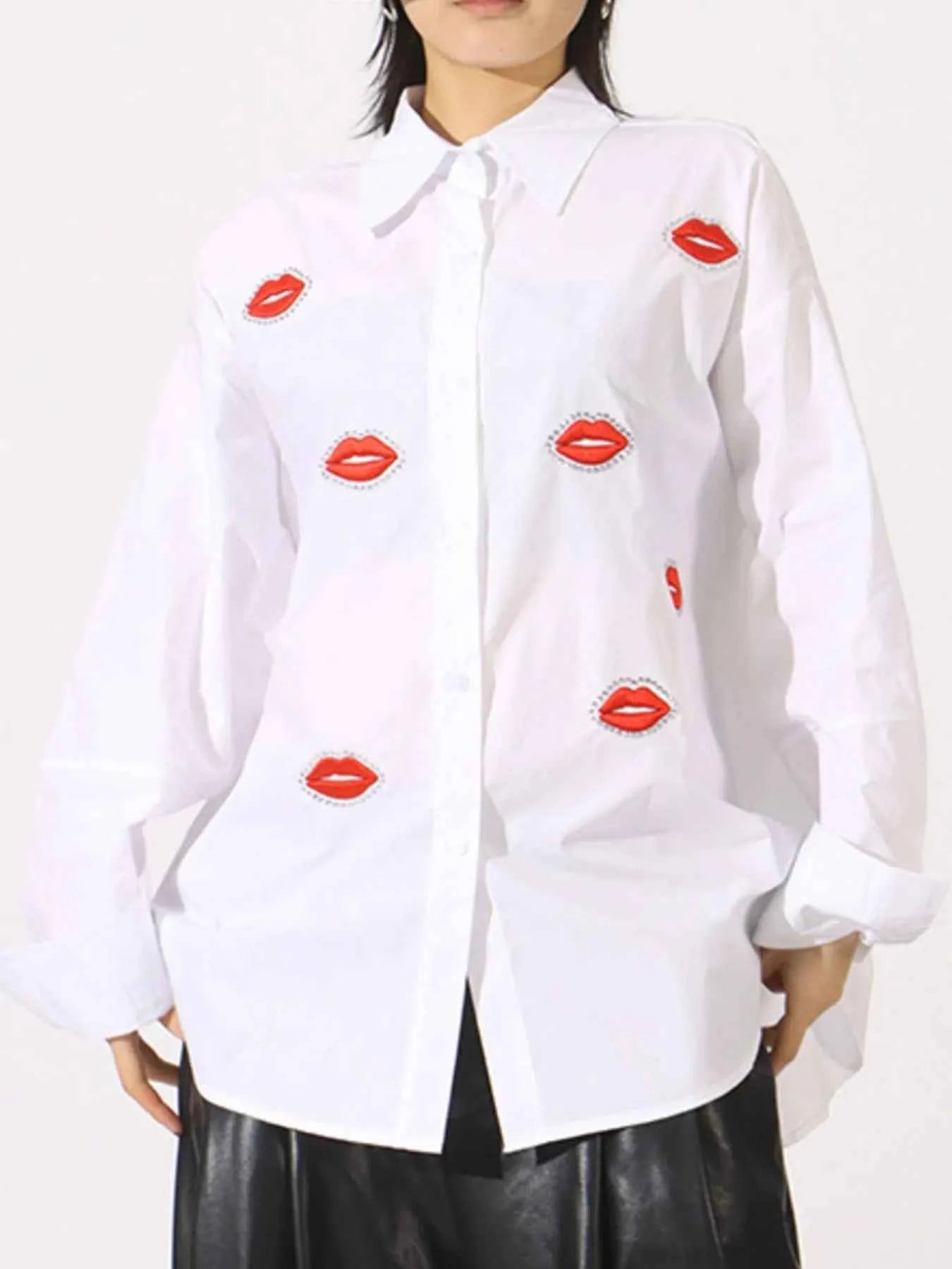 Lips Button Up Long Sleeve Shirt White One size fits all 5238b844-d2e6-4e2e-bdbe-e4e8192ba6e7-Max-Origin