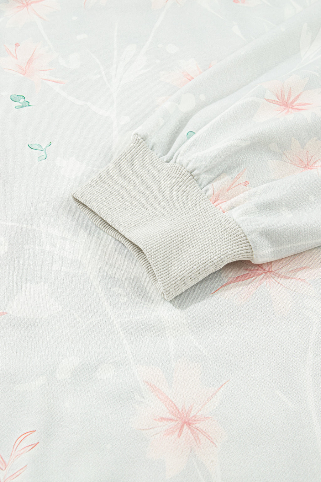 Gray Floral Print Plus Size Loose Hoodie 5243779d8befc618