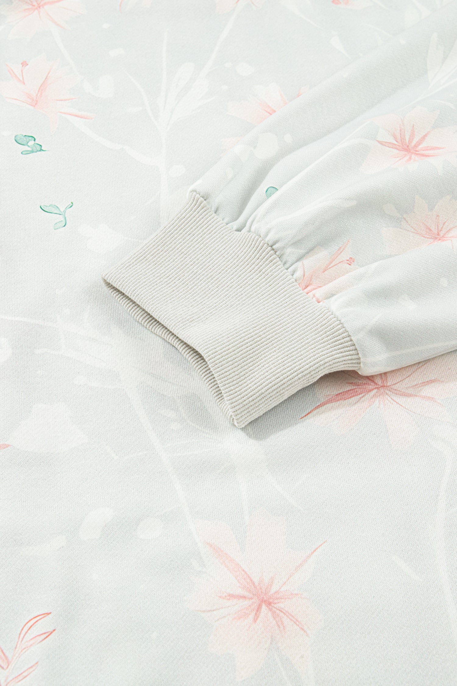 Gray Floral Print Plus Size Loose Hoodie 5243779d8befc618