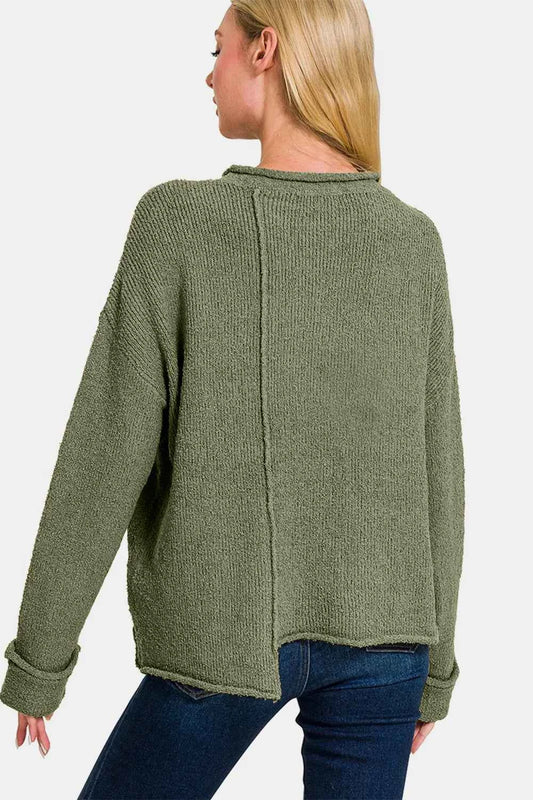 Zenana Asymmetric Hem Drop Shoulder Sweater 52613e0f-768c-42e7-99b5-d47827b4f952-Max