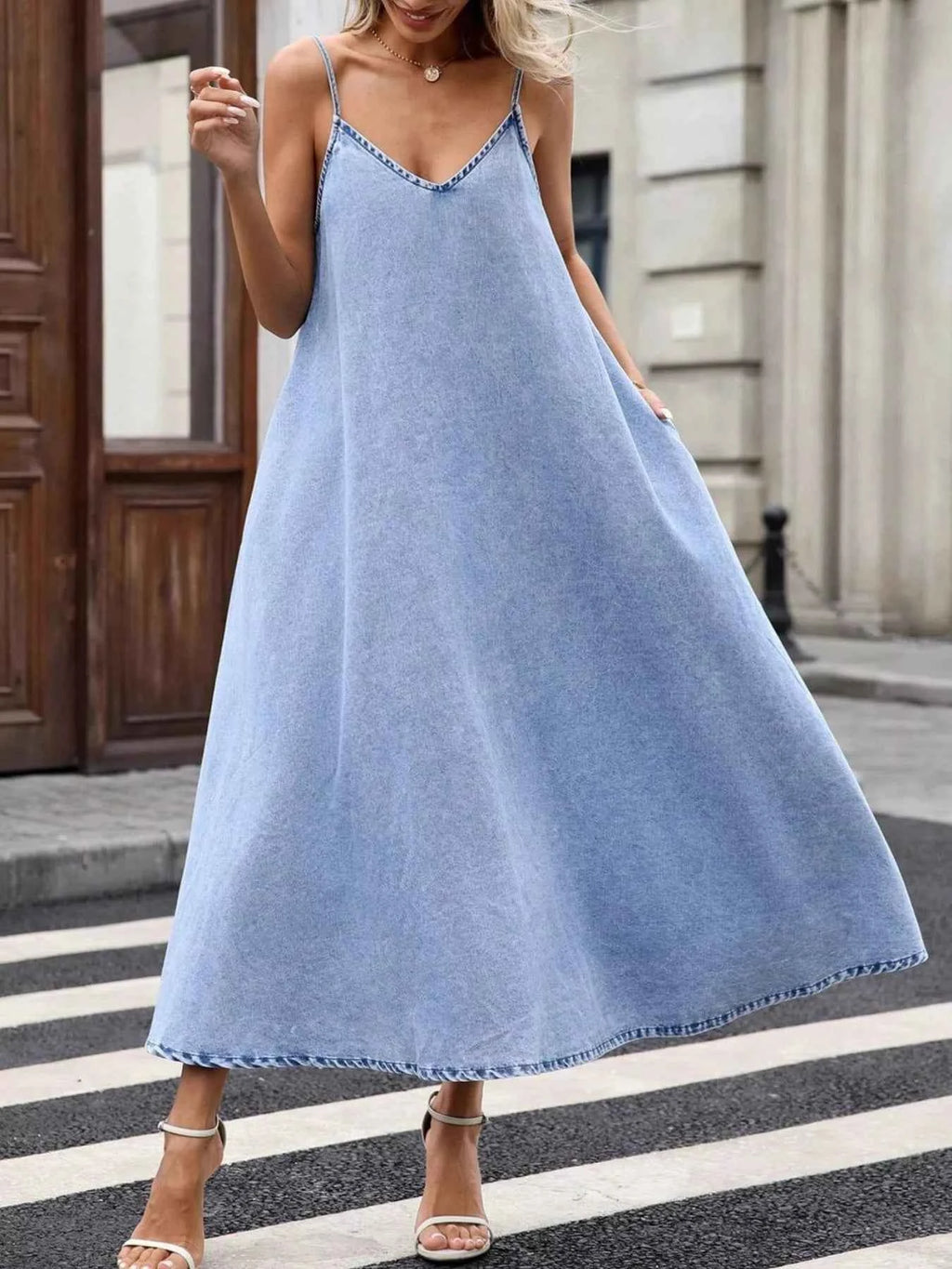 V-Neck Denim Cami Dress 527676c6-3bd4-4988-95dd-6a4e4a1803b7-Max-Origin