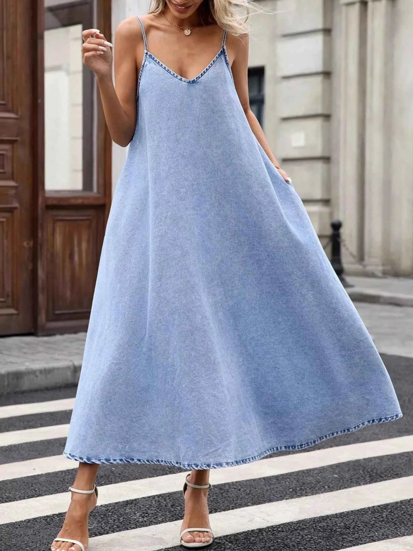 V-Neck Denim Cami Dress 527676c6-3bd4-4988-95dd-6a4e4a1803b7-Max-Origin