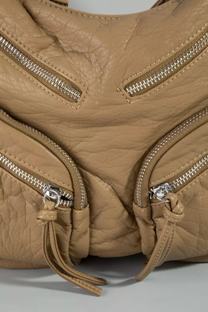 Fame Multi Zipper Pocket Leather Hobo Bag 5284c17b-864b-4dc7-8723-b43850f203b9-Max-Origin