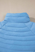 Silvery Solid Color Quilted Zip-up Puffer Jacket 528a364085906781