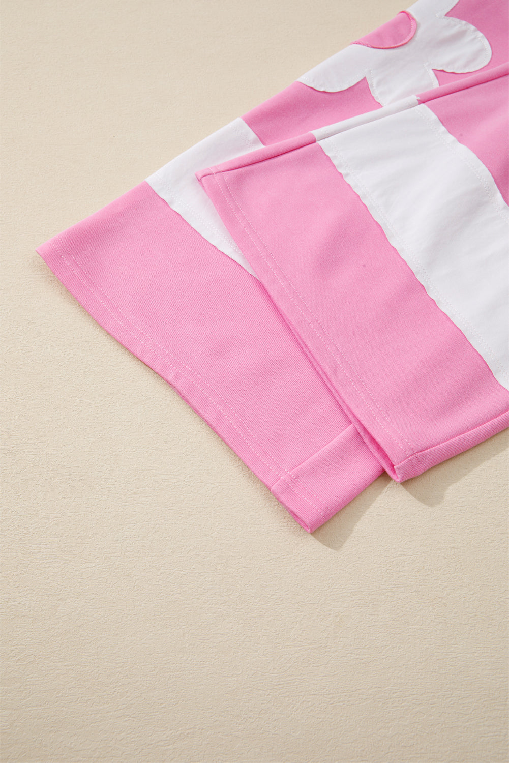 Orchid Bouquet Flower Patched Raw Seam Colorblock Loose Pants Set 5299da221c2cc694
