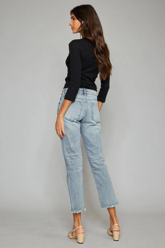 High Waist Button Fly Raw Hem Cropped Straight Jeans 52b2496e-2a16-49cb-9d35-147d41d99e7f-Max