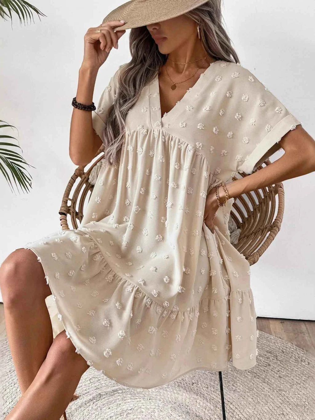Ruffled Hem Swiss Dot Mini Dress 52b6410e47534428a2d1d3a432390d4e-Max-Origin