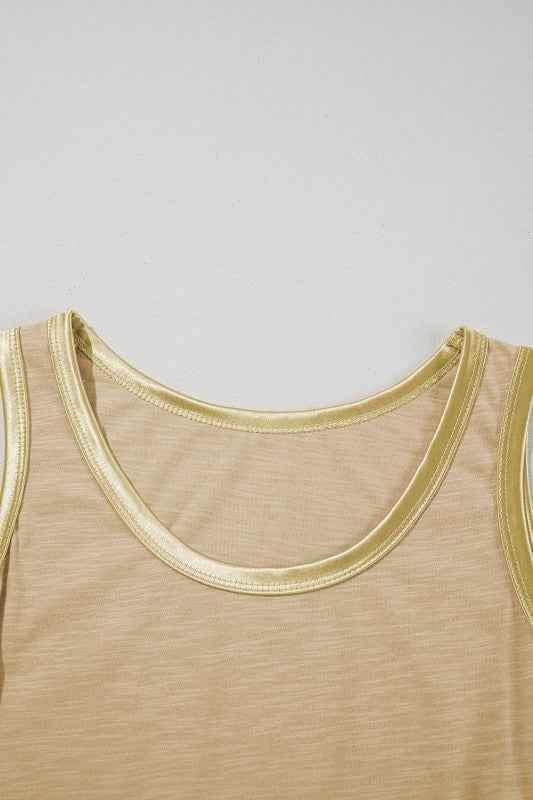 Metallic Contrast Trim Scoop Neck Tank Top 52b7be61-0e4d-4d0d-8475-f1e7c6a088d7_4005c97c-0d44-45ca-83db-ebd3e9e19807