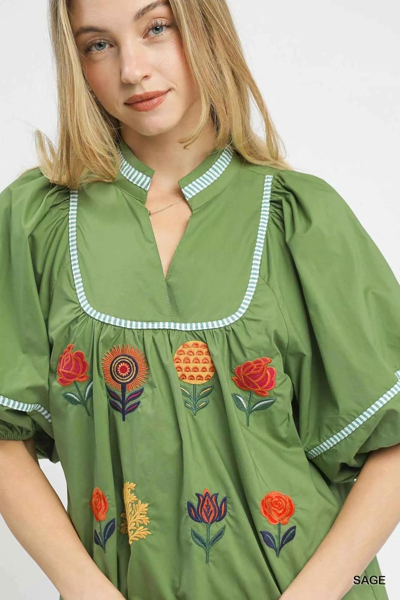 Umgee Embroidered Floral Puff Sleeve Top 52bc50c5-01f2-4fc7-8e1e-6b225419674d-Max-Origin