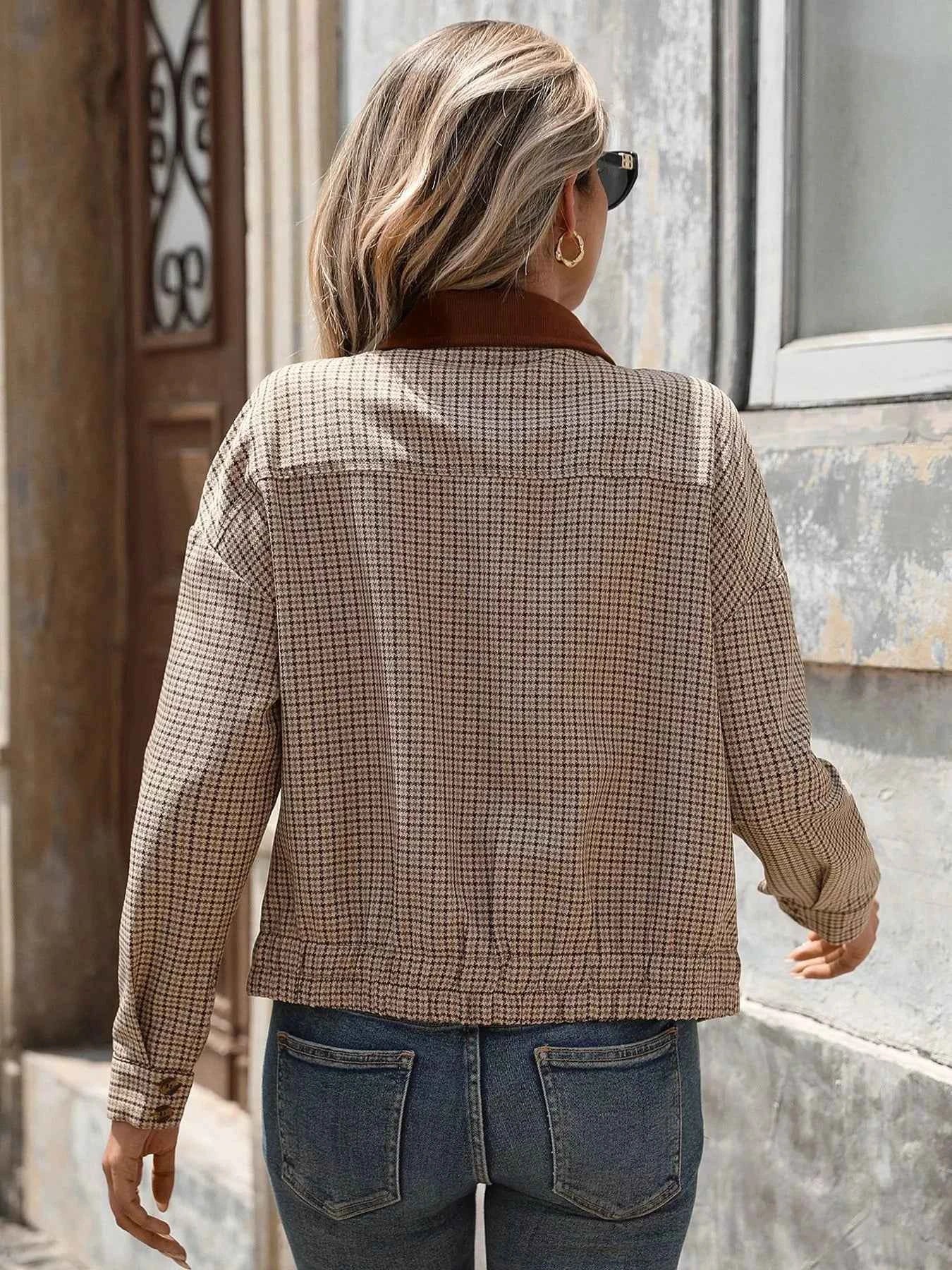 Plaid Zip Up Long Sleeve Jacket 52c11b354ccc4c8997ab6a3a6c7ac1a5-Max-Origin