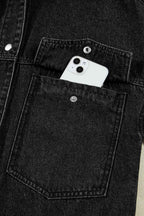 Black Chest Pocket Drop Shoulder Hooded Denim Jacket 52d206ba3ab2717c