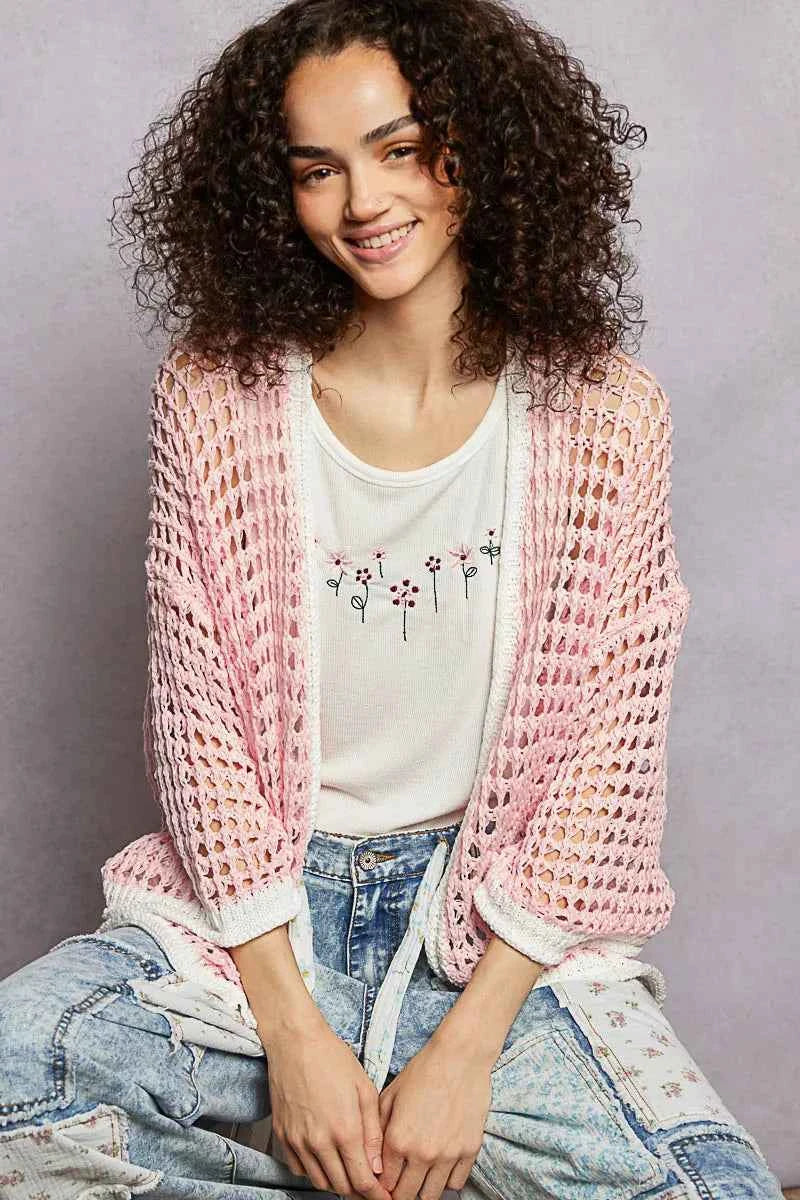 POL Open Front Openwork Cardigan with Contrast Trim 52dc62e5-8aaf-498b-9f28-1a0b11795546-Max-Origin