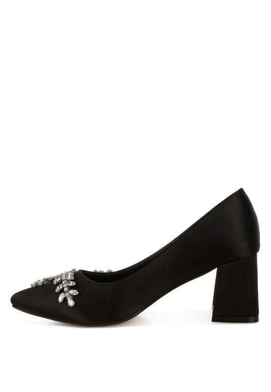 Abatina Satin Diamante Embellished Pumps 52df52ab-a56b-4ee5-913e-67e368939e1e