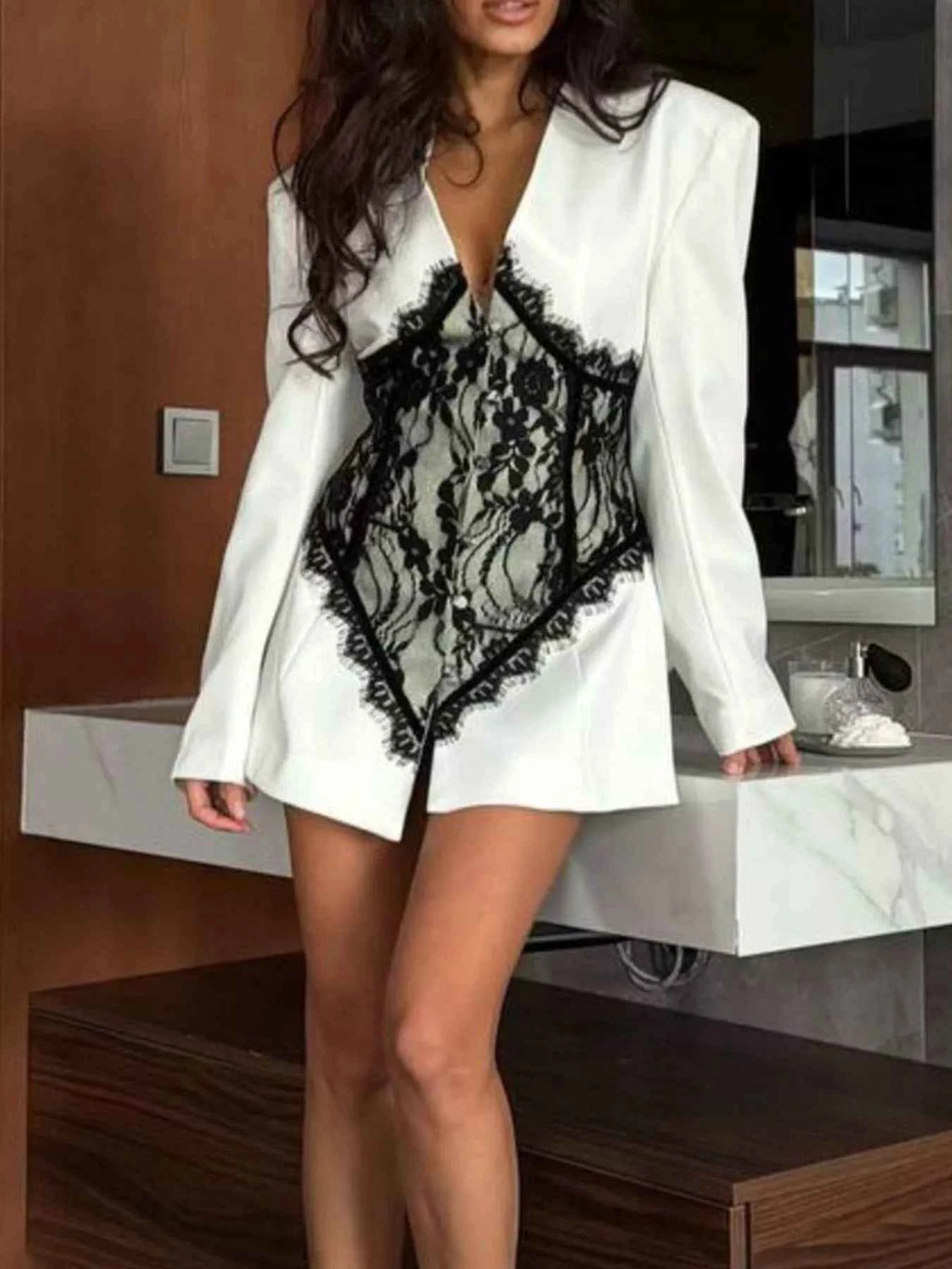 Lace Detail Long Sleeve Blazer White 52e4a57b-f8a2-4c5d-9534-9845e4b86e06-Max-Origin