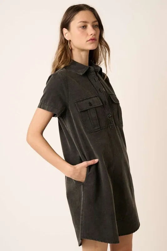 Mittoshop Button Detail Collared Neck Short Sleeve Shirt Dress 52f683dd-de3e-4c86-97d4-d347f6132496-Max