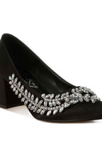 Abatina Satin Diamante Embellished Pumps 52f83856-5812-4790-9a16-0778857d5e22