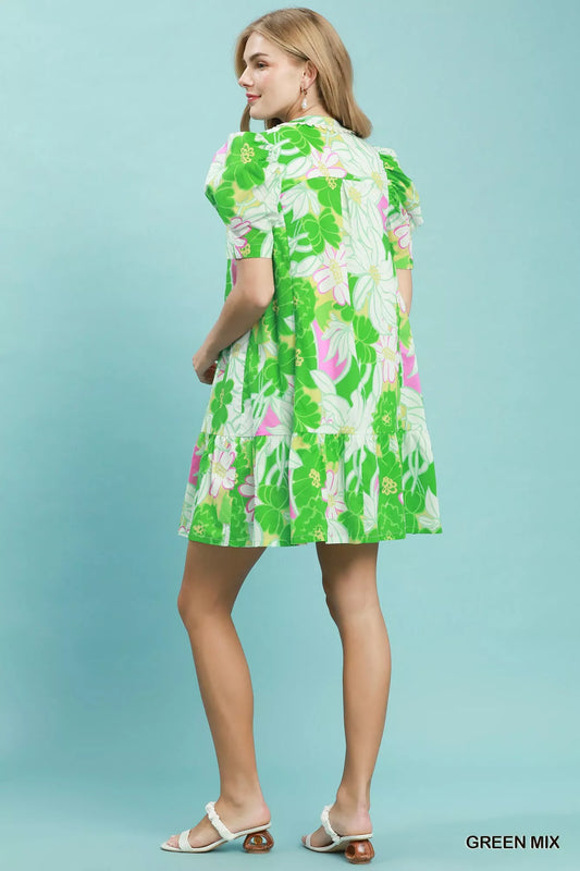 Floral Puff Sleeve Tiered Mini Dress 530940e9-da43-4372-bd9a-0aa3dc816c5c-Max-Origin