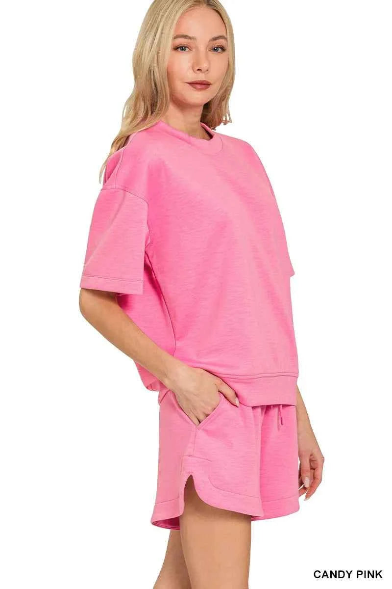 Zenana Scuba Short Sleeve Top & Shorts Set 5315f2c324f9434fa5a8b51ba6084203-Max-Origin