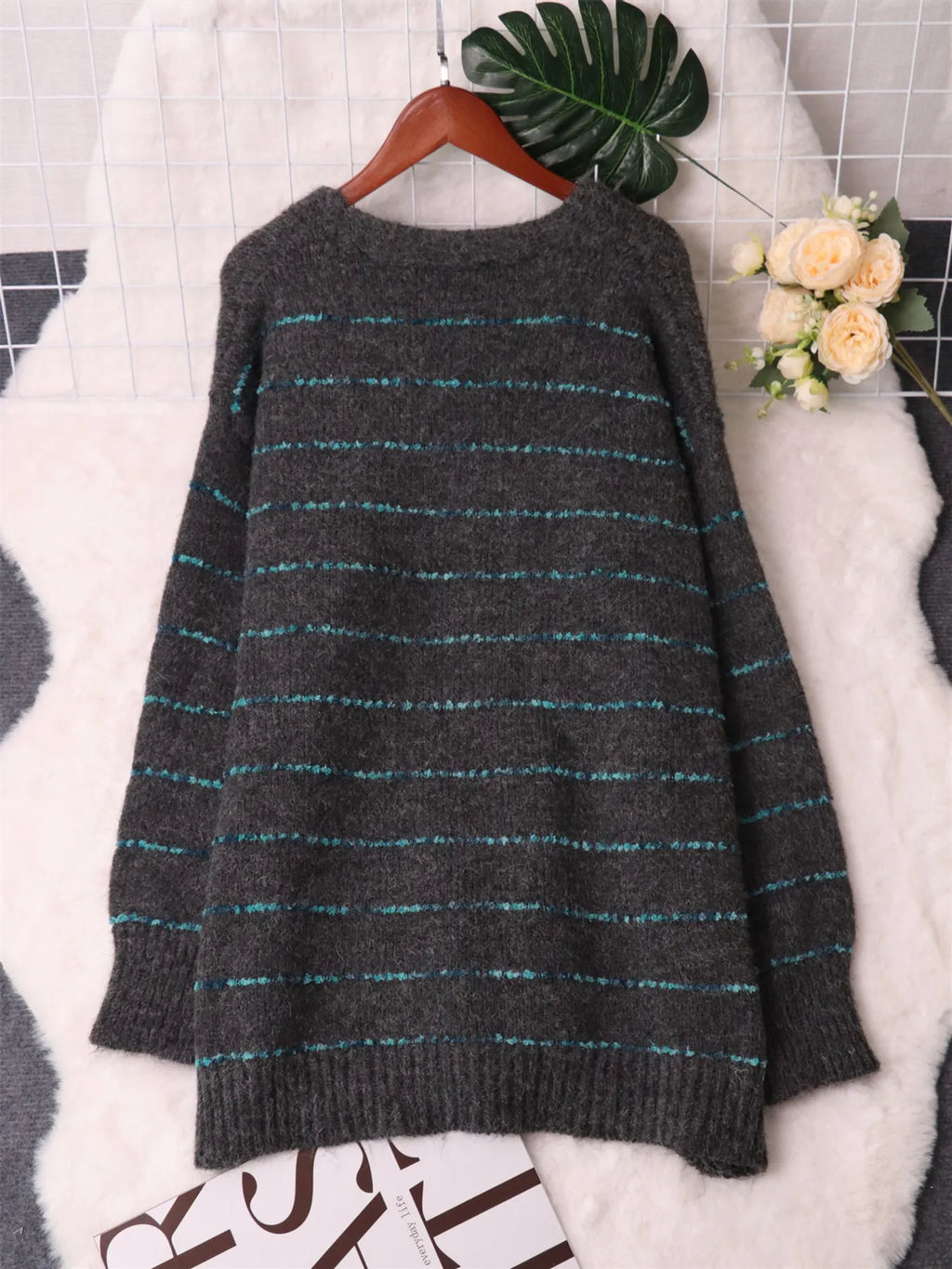 Striped Button-Up Cardigan with V-Neck Design 5323866d1c7046828f9c71547263ce5b-Max-Origin