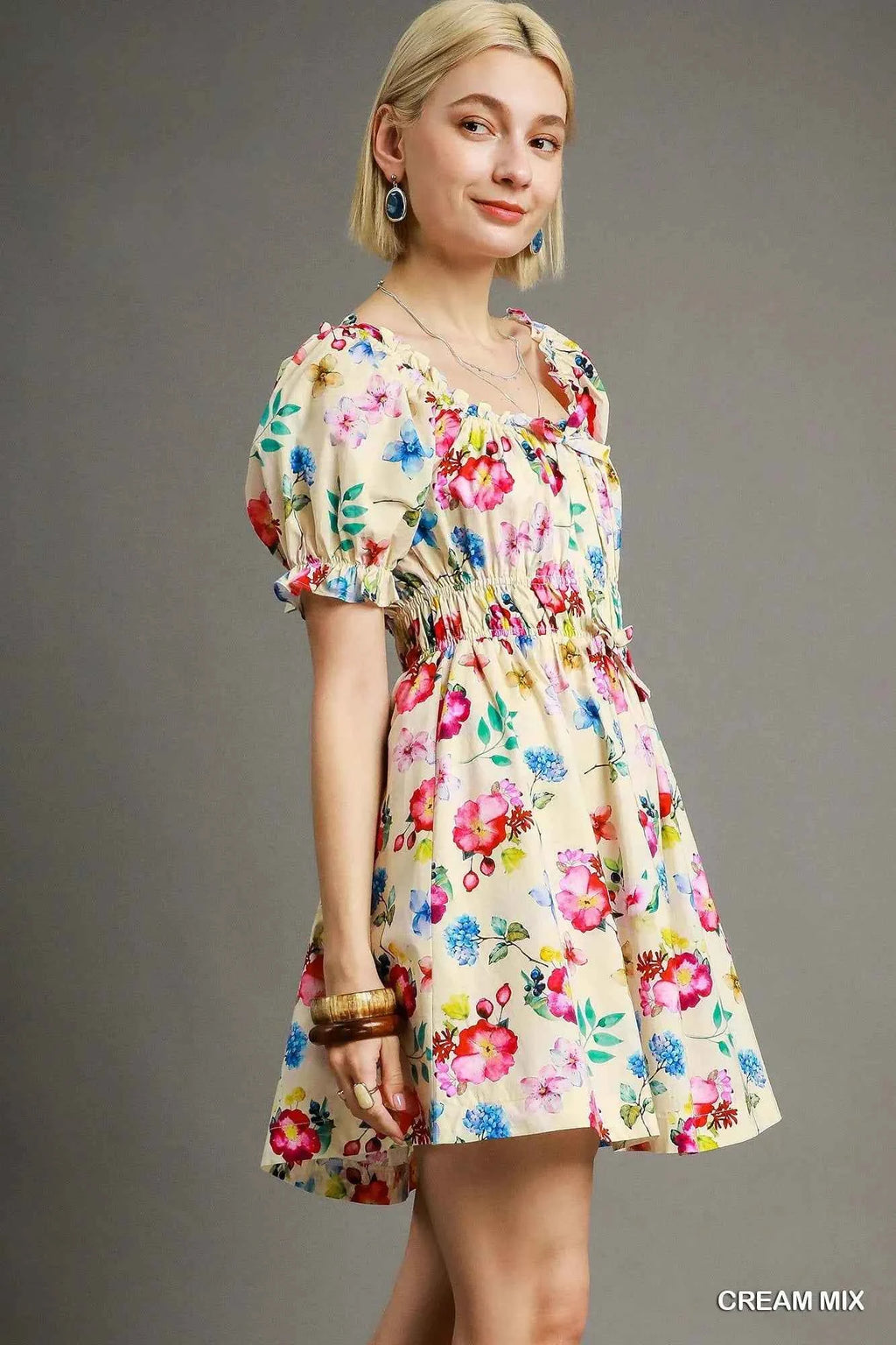Umgee Floral Print Puff Sleeve Mini Dress 532ec3d3-5e64-4700-b212-aa2d1fc0b04e-Max-Origin