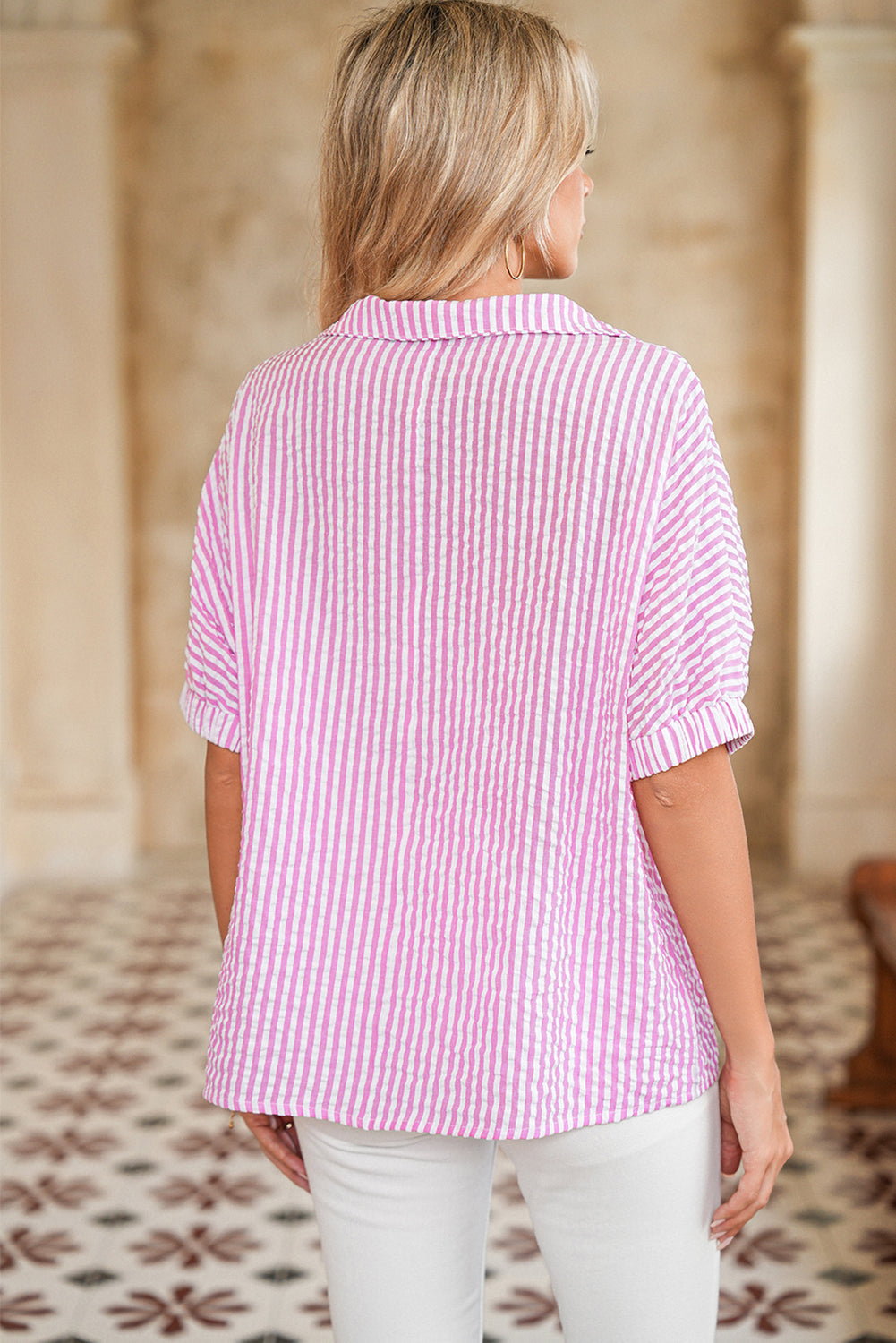 Sachet Pink Striped Dolman Sleeve Pop of Color Neckline Blouse 532fff40a81c1e20_0b19aecf-b154-4831-90ca-491888ef4b1a