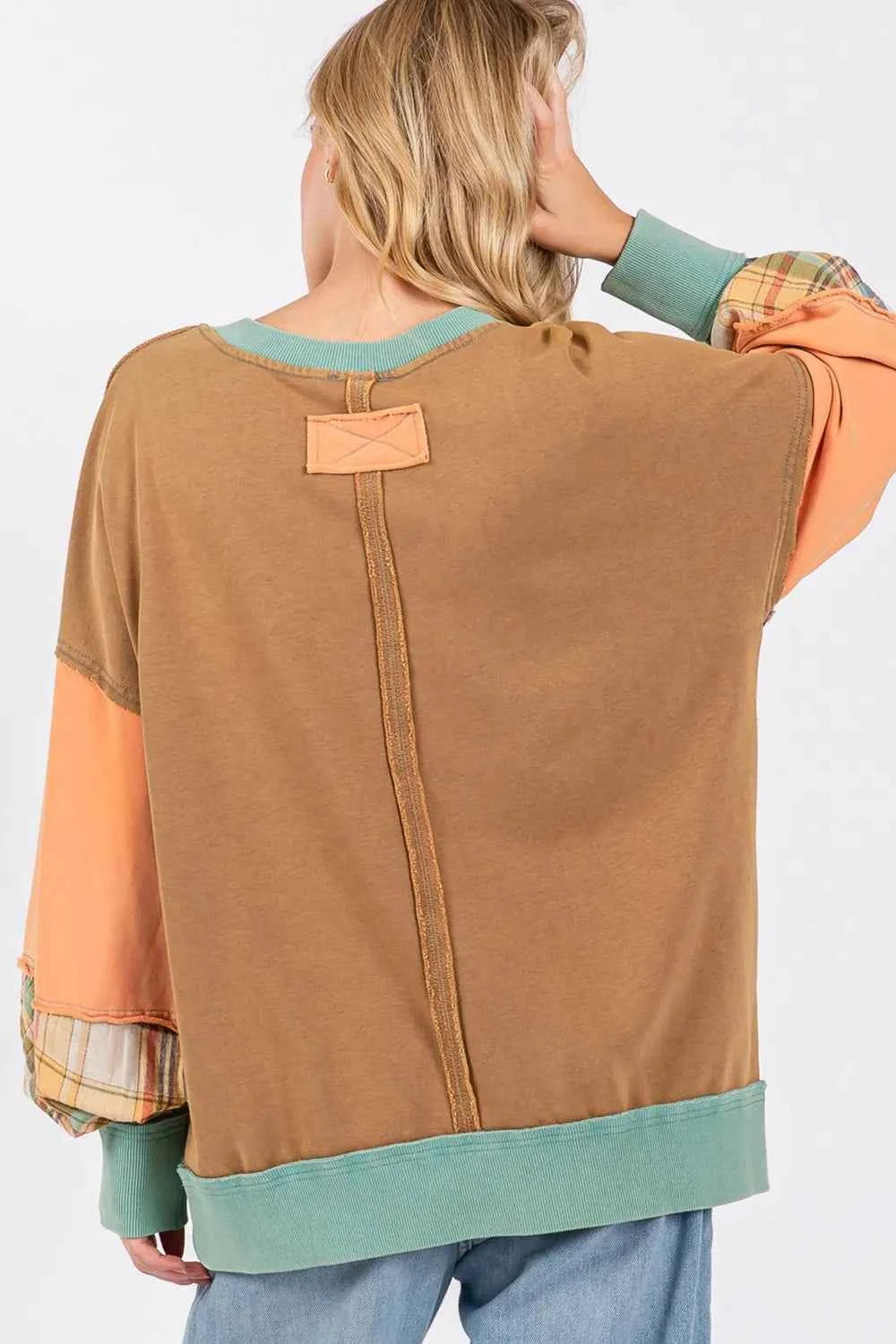 SAGE + FIG Mineral Wash Raw Edge Color Block Sweatshirt 533b5096-71a5-461e-875c-b6d69a2a0559-Max