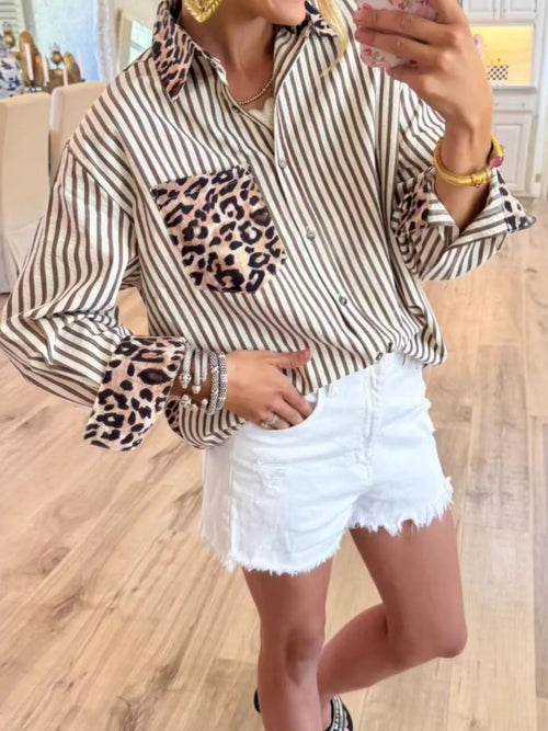 Leopard Striped Button Up Shirt Khaki 533ed4b0-1dad-43dc-b351-bcc80a867fe7-Max-Origin