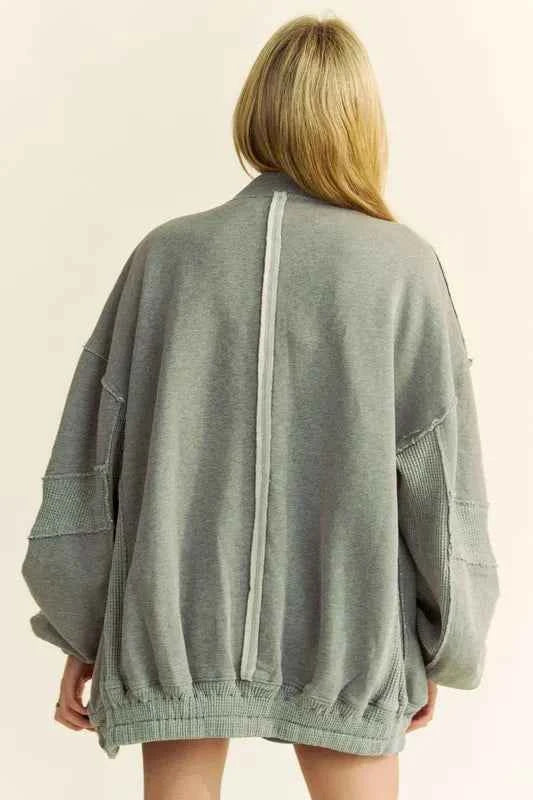 Davi & Dani Exposed Seam Zip Up Dropped Shoulder Jacket 53525339-d3b7-4104-9f35-0c0482733619-Max