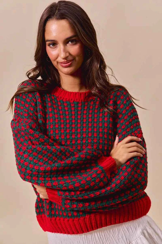 Textured Two Tone Sweater RED HUNTER 5355fd1d-1ef0-4723-bf43-cc3150590e53-Max-Origin