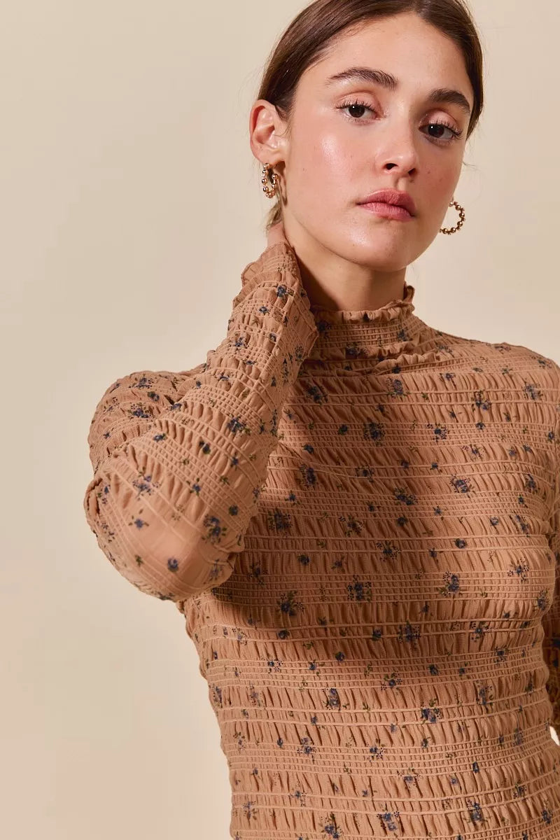 SO ME Floral Print Textured Long Sleeve Knit Top 53566782272c4de09ecbd7af30b6cc5c-Max-Origin