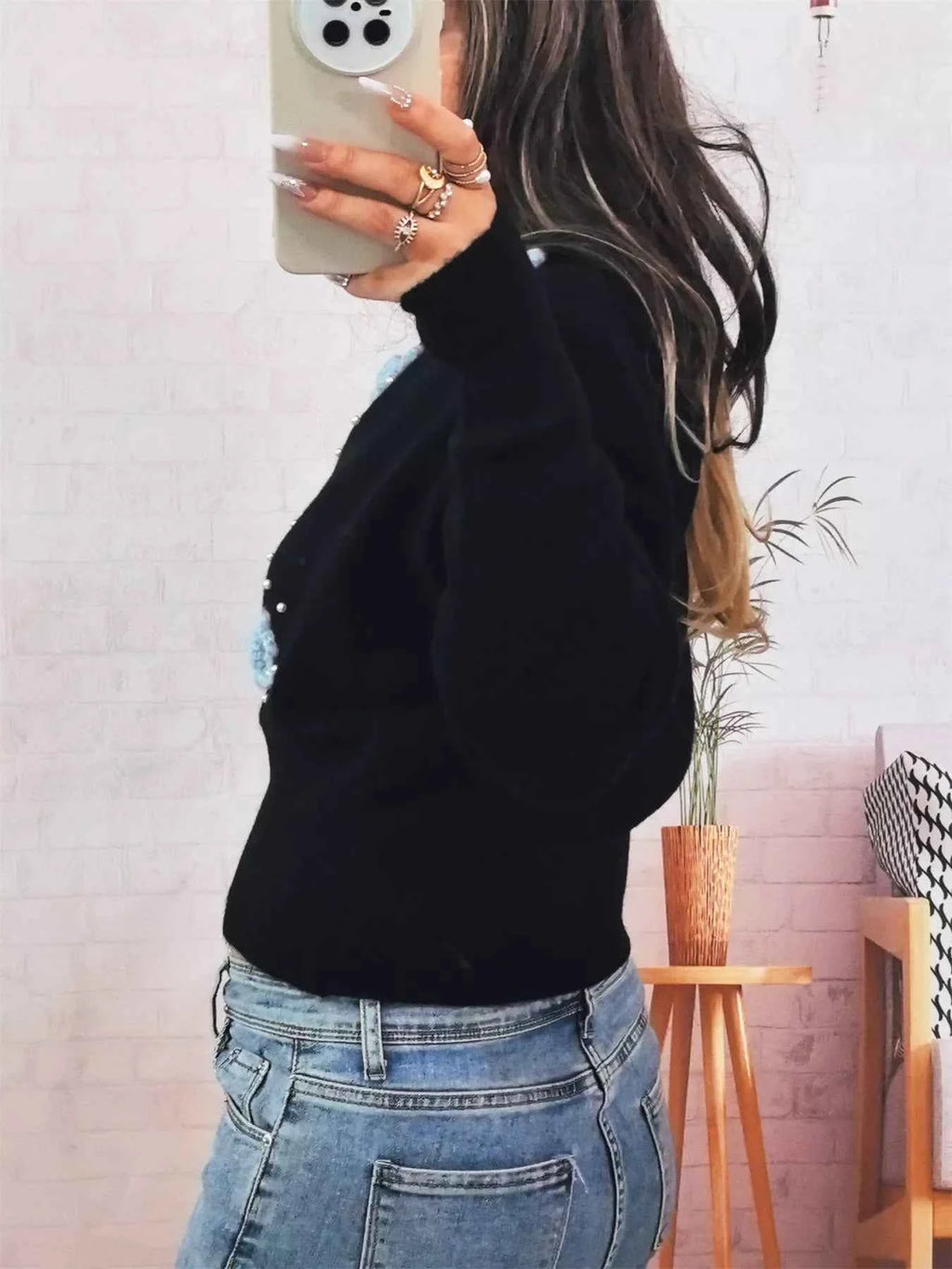 Flower Pearl Detail Ribbed Hem Sweater 535cb4b806c1498b9e529782fdaf098a-Max-Origin