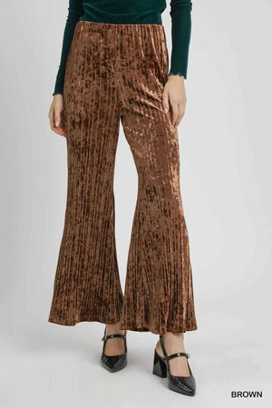 Velvet Pleated Wide Leg Pants Brown 5361960a-9b85-4484-a795-3ac4fced84c7-Max-Origin