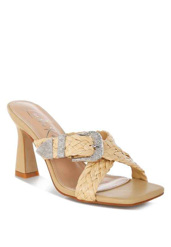Nimaya Braided Criss-Cross Strap Sandals Beige 53710f76-2f98-4aca-8438-0e70bc0550a8