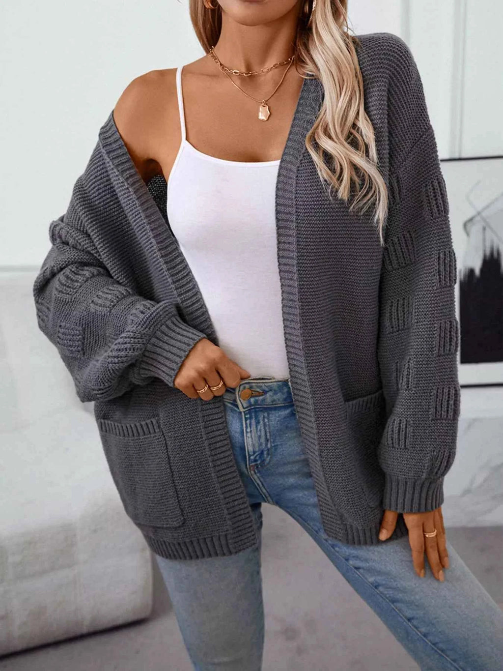 Textured Knit Open Front Cardigan 53775c69-025a-4023-b955-b127a81bcb19-Max-Origin