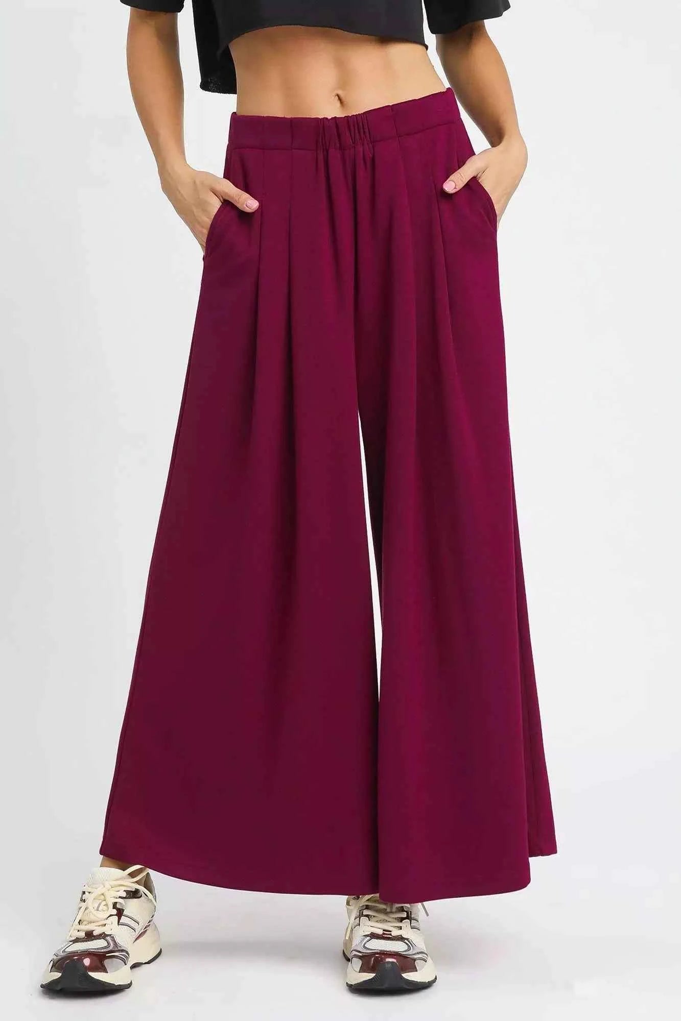 Umgee Wide Leg Pants with Pockets MERLOT 5377e9c7-cf36-4f36-8823-9e055d23d2a2-Max-Origin