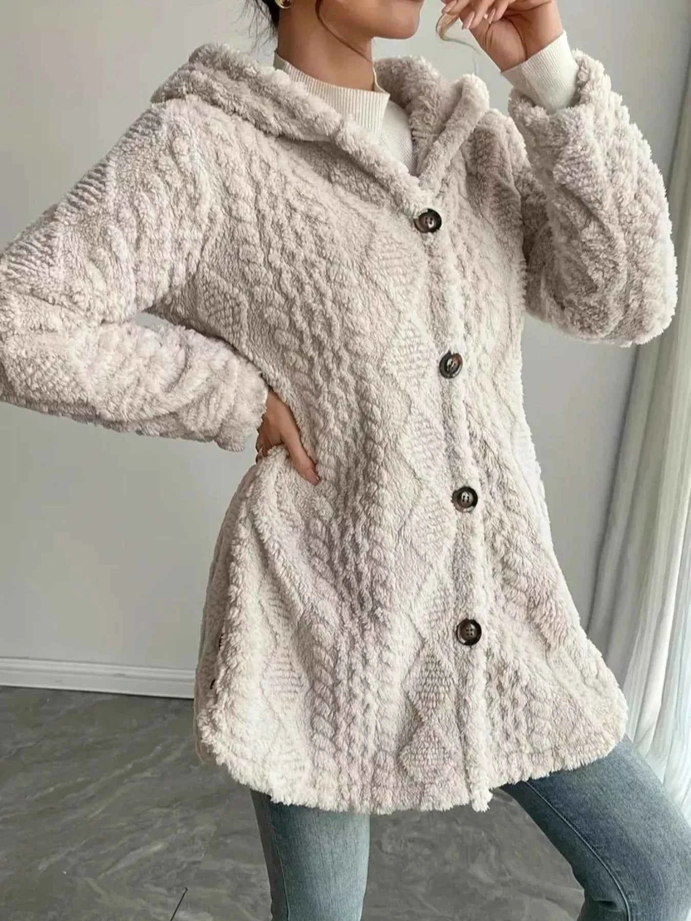 Cozy Textured Button-Front Hooded Outerwear 538a7af3942e4852b0a1a58c72ae9bdc-Max-Origin