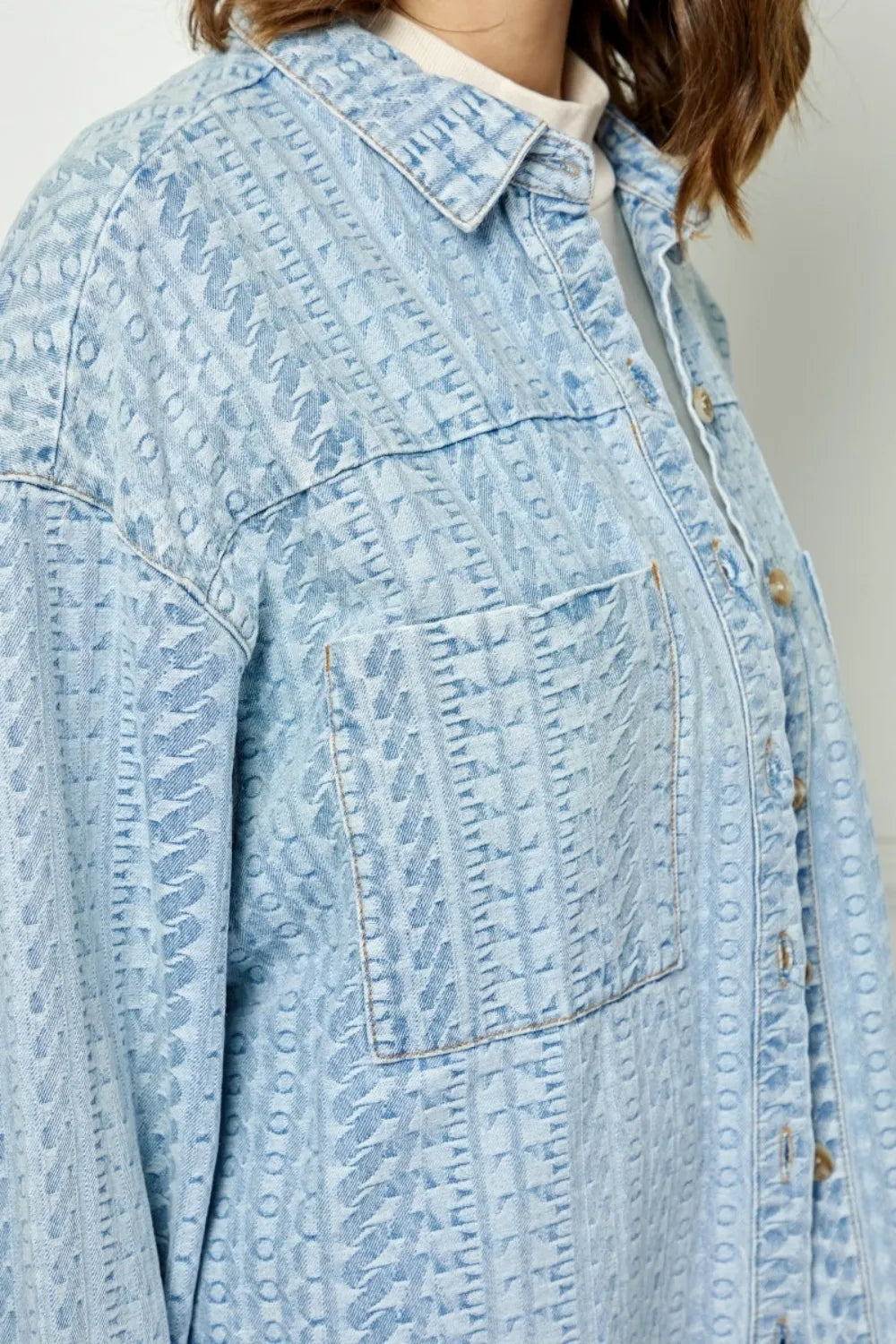 Veveret Button Up Dropped Shoulder Denim Top 53942829-dbbd-484f-98fb-175cf71679bd-Max