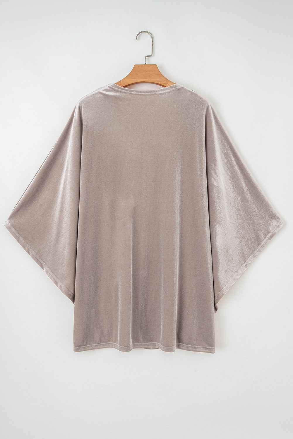 Smoke Gray 3/4 Sleeve Open Front Velvet Kimono 539523d2dc78758b