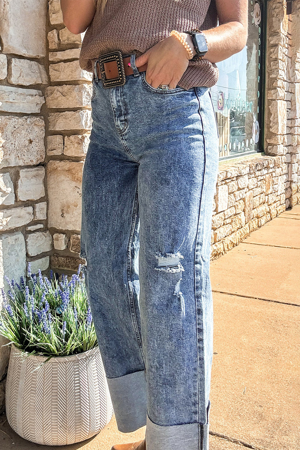 Ashleigh Blue Mineral Wash Distressed Wide Leg Jeans 5395309cedb3276d