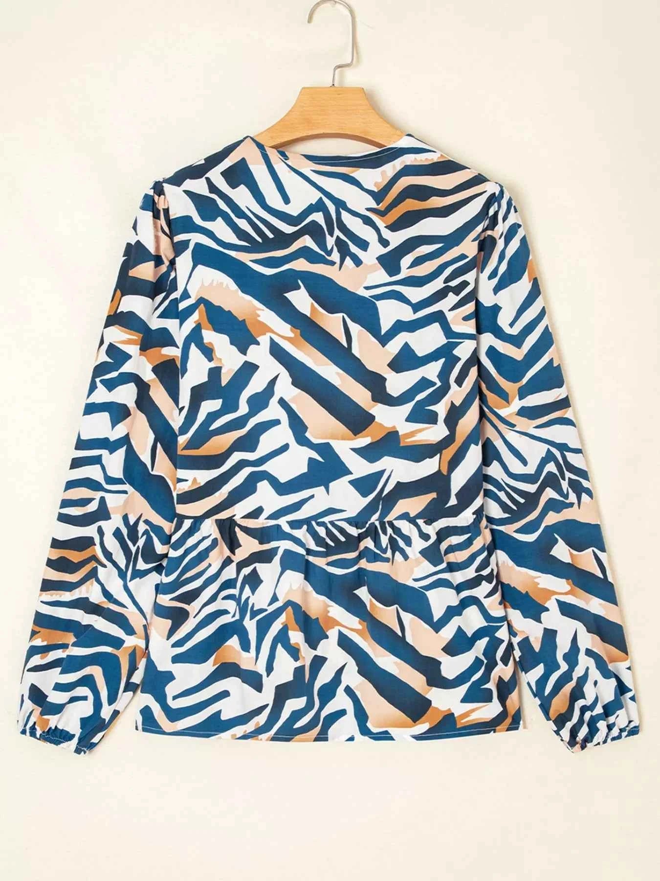 Zebra Print Tied Front Puff Sleeve Top 5395ac2386fd4e0eae4380e82c72d344-Max-Origin