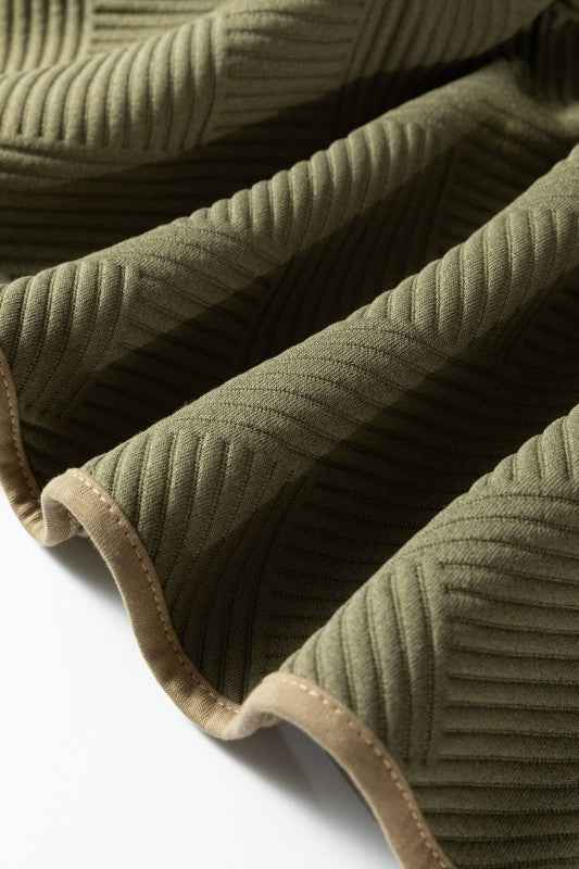 Plus Size Textured Contrast Trim Half Zip Dress 53998333-9a93-4f25-a196-65f3c197ce92