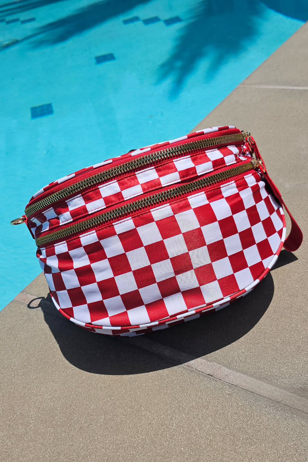 Pink Checkered Print Wide Strap Large Crossbody Bag 539af950806ced31