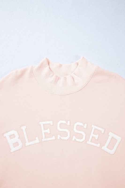 Blessed Embroidered Mock Neck Oversize Sweatshirt 53a29816-4075-43b7-b708-9c15d12882e4