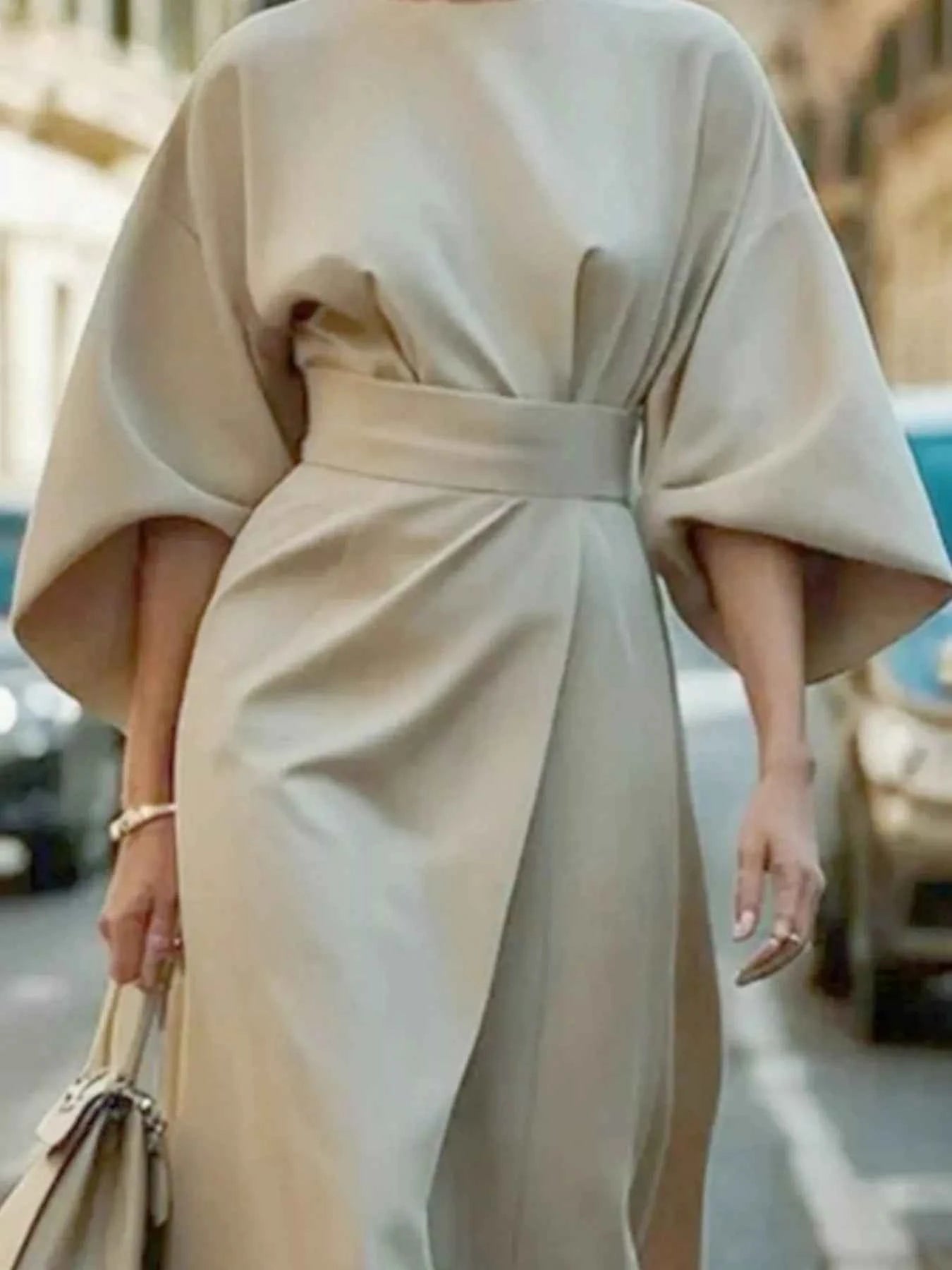 Round Neck 3/4 Sleeve Dress 53a83168-7a82-4086-bdc1-3b3ae88fecb3-Max-Origin
