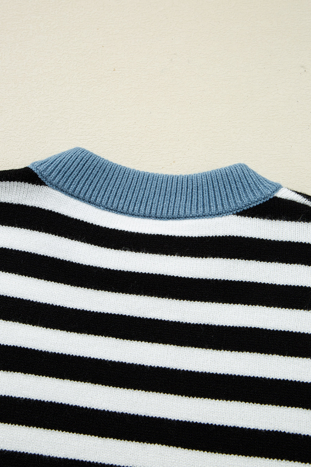 Black Striped Colorblock Patchwork Long Sleeve Sweater 53ae1bc15e26b7ef